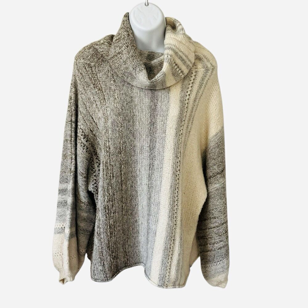 BNDI Revolve Pullover Sweater Size S Mohair Alpaca Balloon Sleeve Gray Cream